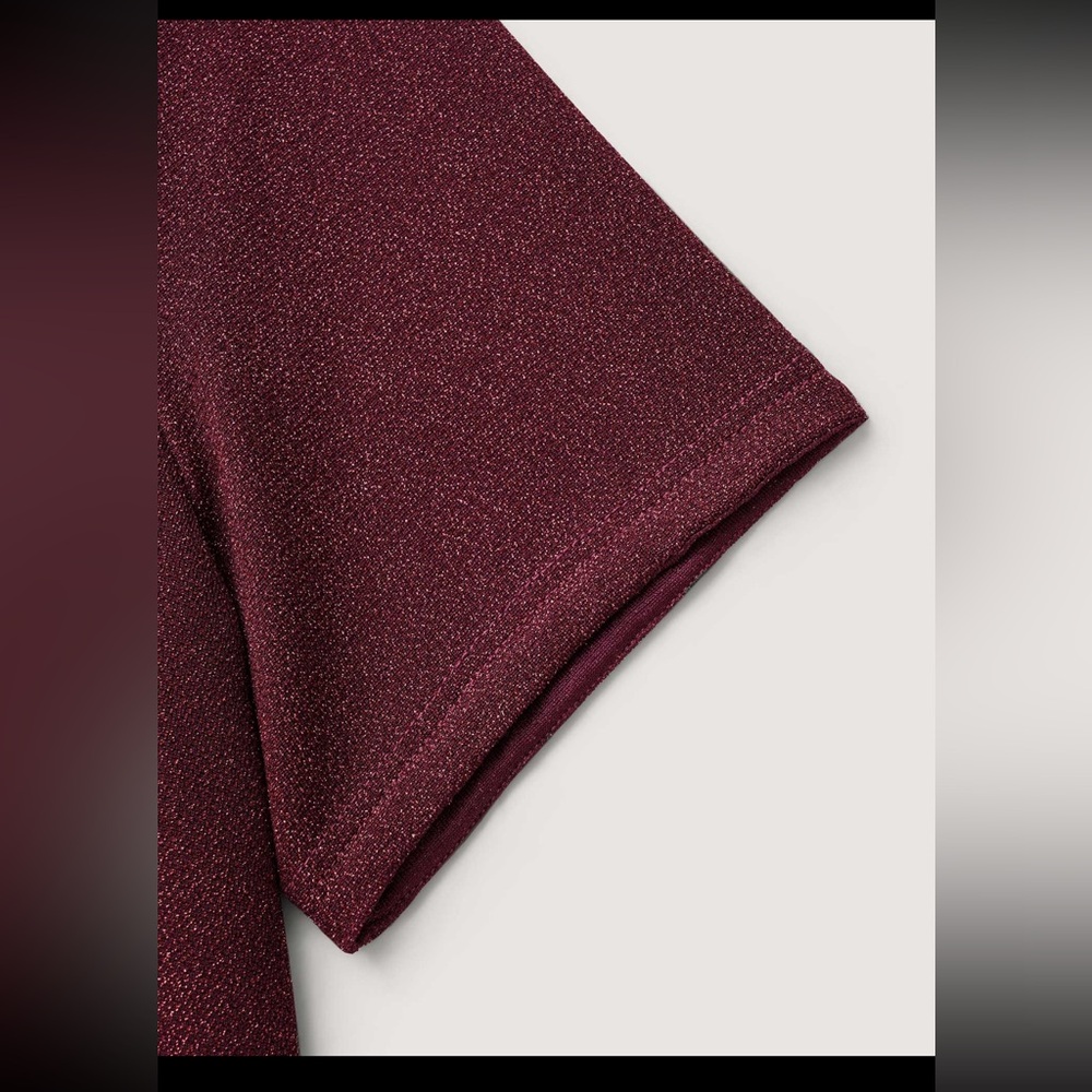 BloomChic Burgundy Shimmering Gold/Silver A-Line Tee size1X (14-16) - Picture 7 of 14